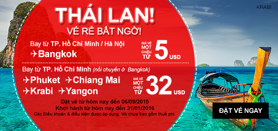 Vé máy bay Air Asia đi Thai Lan – giá rẻ bất ngờ!