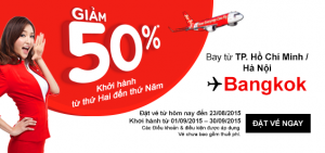 Vé máy bay Air Asia đi Bangkok giảm đến 50%!